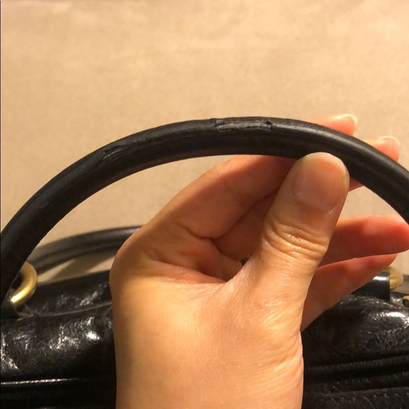 🎉🥳 HP!! Coach poppy satchel bag black with pink lining - Picture 10 of 16